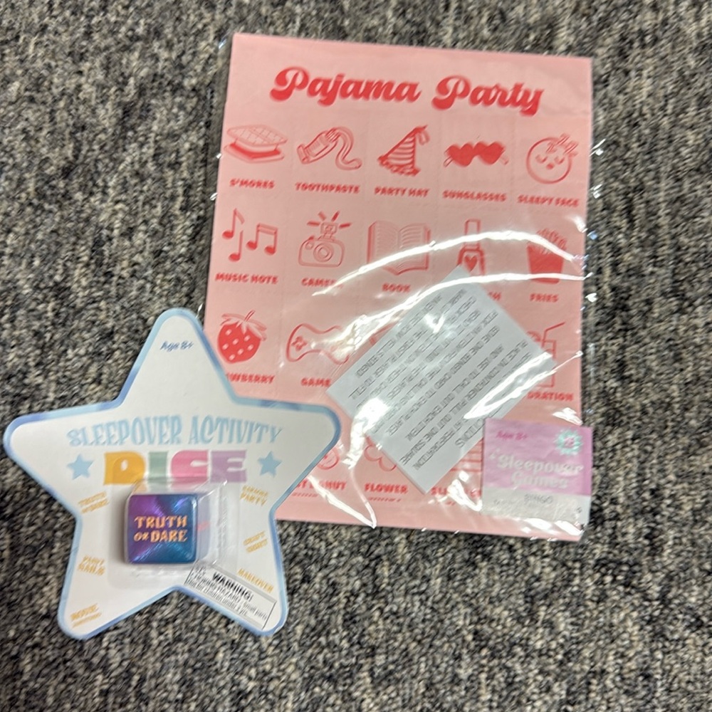 Bundle of Sleepover Party Games Dice and‎ Bingo
